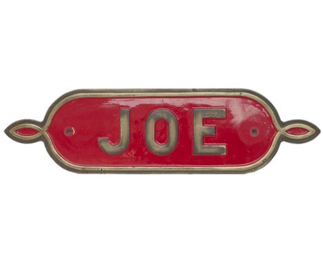 Nameplate JOE ex Hawthorn Leslie 0-4-0ST built in 1899 as works number 2431. Delivered new to J. Hill &amp; Co Middlesbrough,