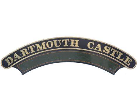 Nameplate DARTMOUTH CASTLE ex Great Western Railway Collett Castle 4-6-0 built at Swindon in 1925 and numbered 4088. Allocati