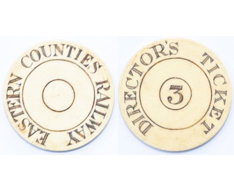 Directors Free Ticket EASTERN COUNTIES RAILWAY DIRECTORS TICKET 3 measuring 1.5in diameter. In excellent condition, circa 184