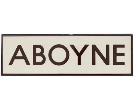 LNER FF enamel lamp tablet ABOYNE from the former Great North Of Scotland Railway station between Banchory and Ballater. Meas
