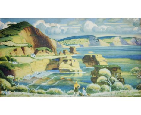 Carriage print RED DEVON by Adrian Allinson from the Southern Railway Series. In very good condition, not framed, measures 17