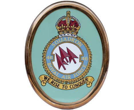 Nameplate shield from Bullied Battle Of Britain light Pacific 4-6-2 46 SQUADRON built at Brighton in 1948 and numbered 34074.