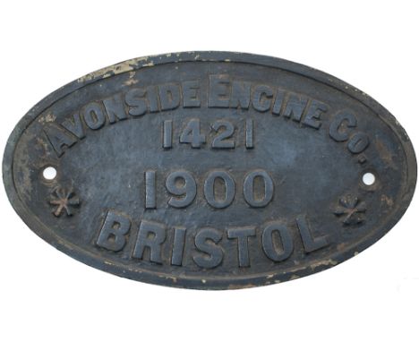 Worksplate AVONSIDE ENGINE CO BRISTOL 1421 1900 ex 0-6-0 ST originally built for and delivered to the Burry Port &amp; Gwendr