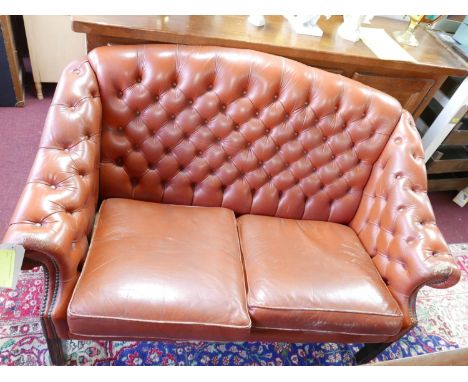 A 'Pegasus' chesterfield style tan leather sofa 