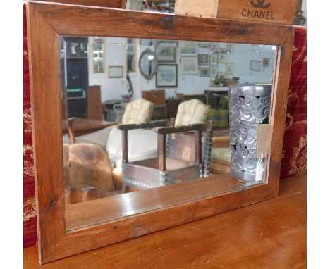 A pine framed mirror with bevelled plate, 89 x 63cm 