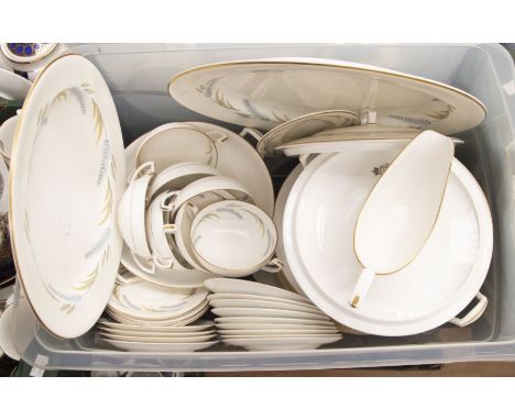 A Royal Worcester Harvest Ring pattern dinner service for eight, including two tureens and covers, two serving platters, dinn