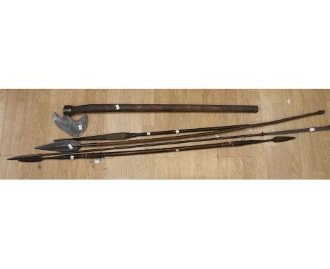 Four African spears and a battle axe (5)