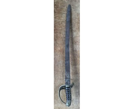 Victorian sword makers marks on blade with crowned number 13, 1845 pattern (stile) hand guard, no scabbard.