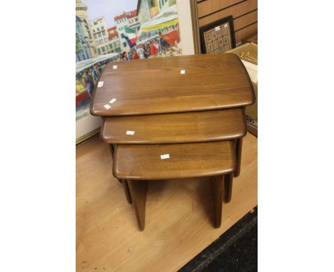 Light oak 1970/80s Ercol nest of three tables