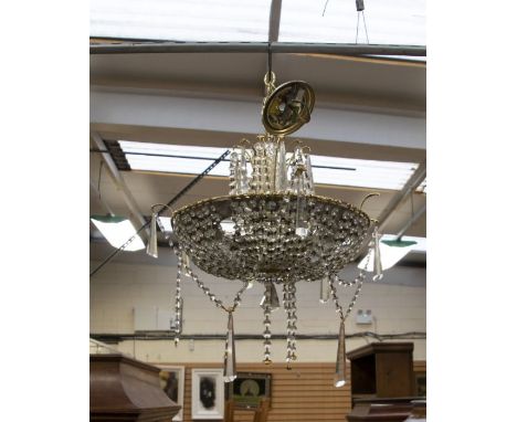 1960s glass droplet ceiling light with spare crystal droplets and instructions