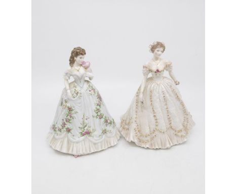 Two Royal Worcester lady figures in box, only one has certificate, including Queen of Hearts and Sweetest Valentine