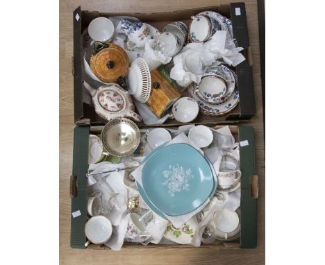 A collection of ceramics to include; Booths, Royal Crown Derby, John Beswick teapot and butter dish with cover, Paragon, Midw