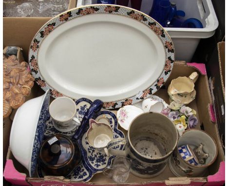 A collection of mostly 19th Century ceramics to include Royal Crown Derby, Spode, Poole