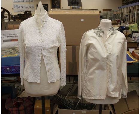 Ladies vintage fashion - two 1970s sleeveless tops by Rodier Paris; and another by Laflac Spain; an Elsie Whiteley high-neck 