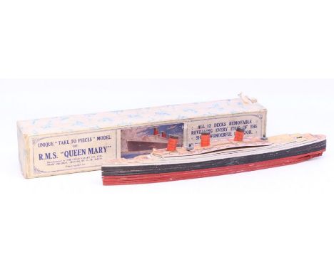 Chad Valley: A boxed 'Take to Pieces' model of RMS Queen Mary, original box, Chad Valley, appears complete.