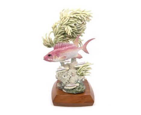 Worcester Royal Porcelain model of a squirrel fish, on stand with certificate&nbsp;