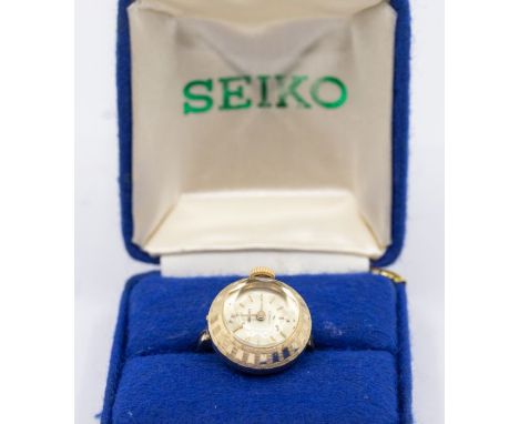 A Seiko gold plated ring watch, size K