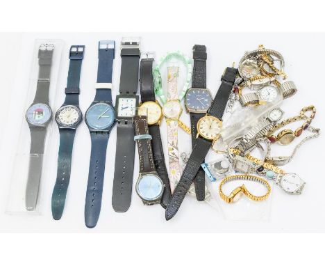 A collection of ladies and gents watches to include three gents vintage  watches, Timex, Helvetia and Accurist (wear and tear