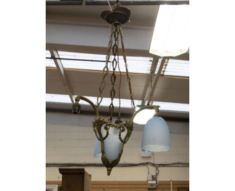 A French early 20th Century light fitting with glass shades, in the manner of Muller Freres&nbsp;