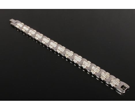 A silver Rotary white paste stone set bracelet, gross weight 50g.  