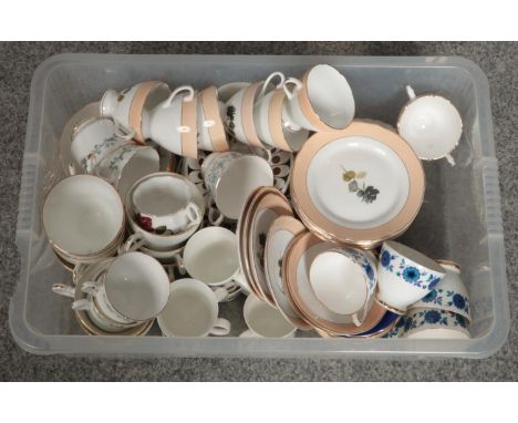 A box of miscellaneous ceramic tea sets, Sutherland, Salisbury, Royal Stuart examples  