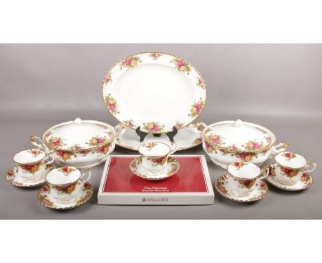 A collection of Royal Albert Old Country Roses, to include cups and saucers, tureens, place mats etc.  