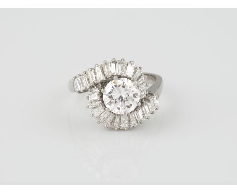 RING Platin. Ringmaß ca. 54, Ges.-Gew. ca. 7,2 g. Gest. Pt. Herstellersignet, italienische Punzierung '791AL' für Provinz Ale