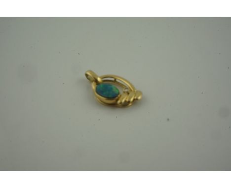 18ct Gold Fire Opal and Diamond Pendant, stamped 750, overall weight 1.6 grams, also with a pair of 9ct gold Blue John drop e