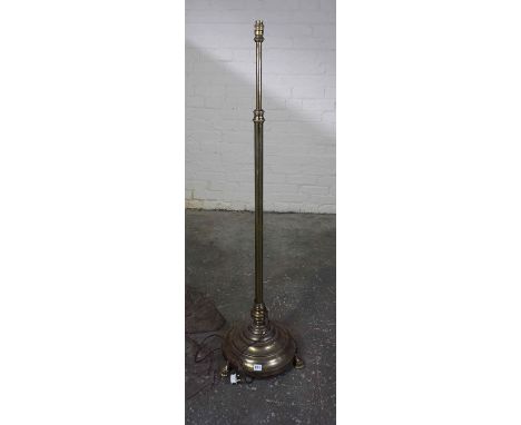 Brass Telescopic Floor Lamp, Raised on a circular platform base, 140cm high