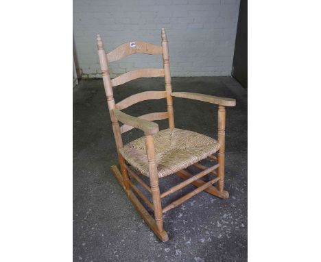 Ladder Back Rocking Chair, Having a woven seat, 100cm high