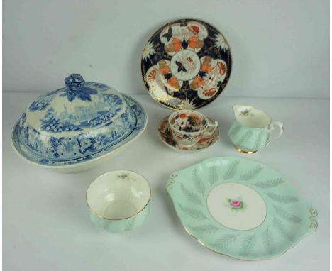 Mixed Lot of China, Pottery and Crystal Wares, to include Victorian tea wares, Copeland Spode items, part "Rosamund" pattern 