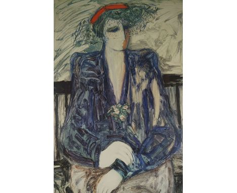 Barbara A Wood "Female Portrait" Signed Limited Edition Print, signed in pencil, no 318 of 415, 76cm x 51cm, framed 