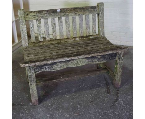 Stained Oak Garden Bench by Iain McGregor Designs of Berwick, Having retailers plaque to side, 83cm high, 120cm wide  