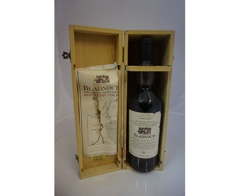 Bladnoch Flora &amp; Fauna 10 Years Old Single Malt Scotch Whisky, Level at top of shoulder, in wooden box