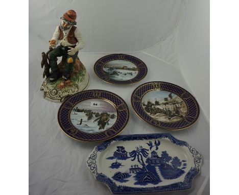 Quantity of Picture Plates, to include examples by Spode and Wedgwood, also with some china tea wares etc, (a lot)