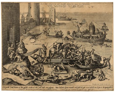 
	
		Hieronymus Bosch (c. 1450-1516), After
		Saint Martin with His Horse in a Ship
		Engraving, by Johannes and Lucas Doetec