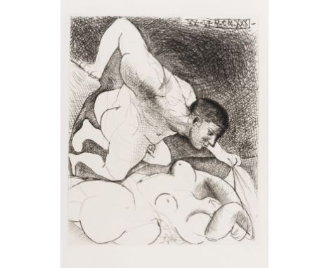 δ Pablo Picasso (1881-1973)Homme Devoilant une Femme (Bloch 138; Baer 203)Drypoint with burr, 1931, from the edition of 260, 