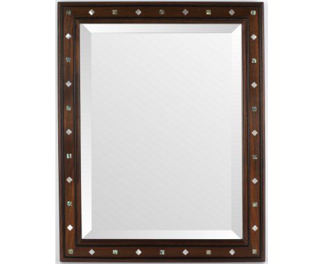 Christopher Vickers (Contemporary British), a walnut mirror in the Cotswold School style, the rectangular frame inlaid bog oa