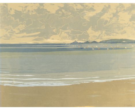 Arthur Charlton (British 1917-2007)/Mumbles Head/with sailing boats in the bay/signed/lithograph, 45.5cm x 58.5cm 