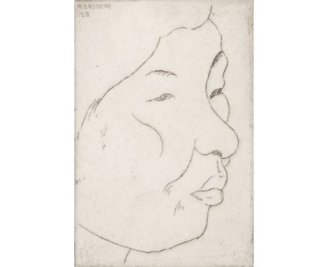H Brodzky/Portrait Study/etching/signed in pencil/15cm x 10cm and two other pictures 