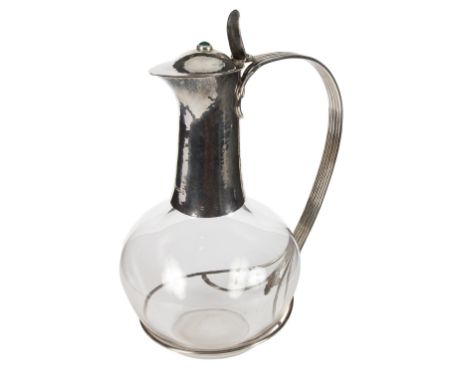 Guild of Handicraft, an Arts &amp; Crafts style silver mounted claret jug, London 1996, to a design by C R Ashbee, 25.5cm hig