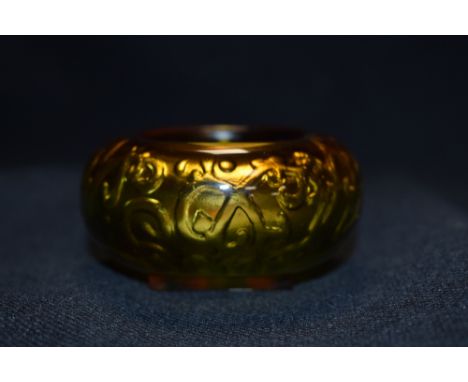 A 20th century Chinese bowl in Peking art glass marked LLGF 2001 163/1900 bearing seal mark to base