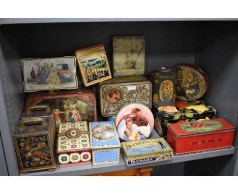 A good selection of Victorian and later 20th century advertising tins including Tea Caddy design, Bulwark and C.W.S