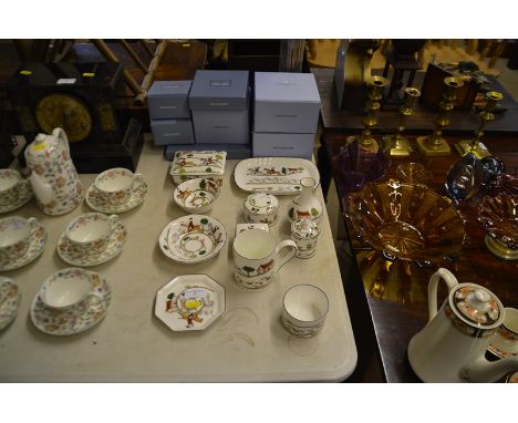A quantity of mostly Wedgwood hunting scenes china, some with original boxes