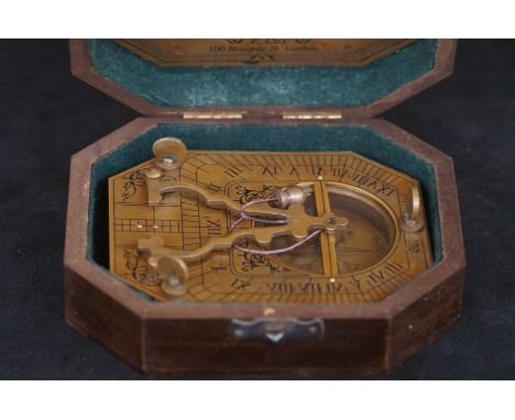 Boxed brass sundial compass cox London