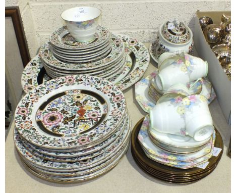 Twenty-six pieces of Ashworth Bros real ironstone floral-decorated dinnerware, nineteen pieces of Paragon floral-decorated te