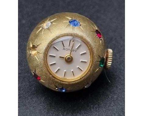 A Rare Vintage Rotary Multi-Gem Ball Watch Pendant. Quartz movement but needs a battery. a/f. 