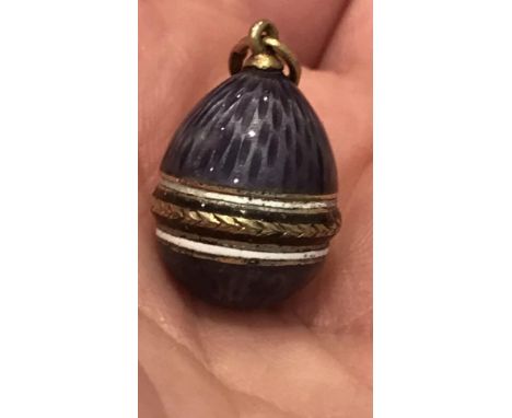 STUNNING RUSSIAN 14k SOLID GOLD ENAMEL EGG PENDANT.Russian rare egg pendant with old Russian hallmarks hard to see but maker 