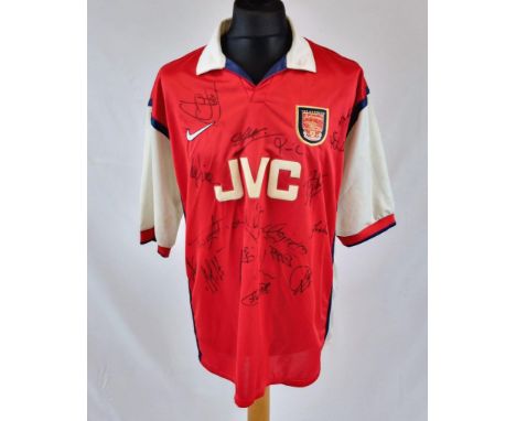 A 1998/99 Arsenal FC Match Quality Signed Shirt. JVC era. Signatures include: Dixon, Parlour, Keown, Anelka, Viera, Seaman, W