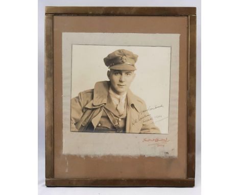 Vintage Heavy Brass Frame with a Photo of a British Army Officer Dated 1919. 